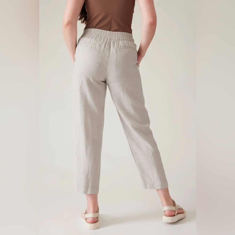 ATHLETA Voyager Linen Pant Light Cream Crop Ankle Size 4 Cottagecore Coastal - Picture 10 of 10